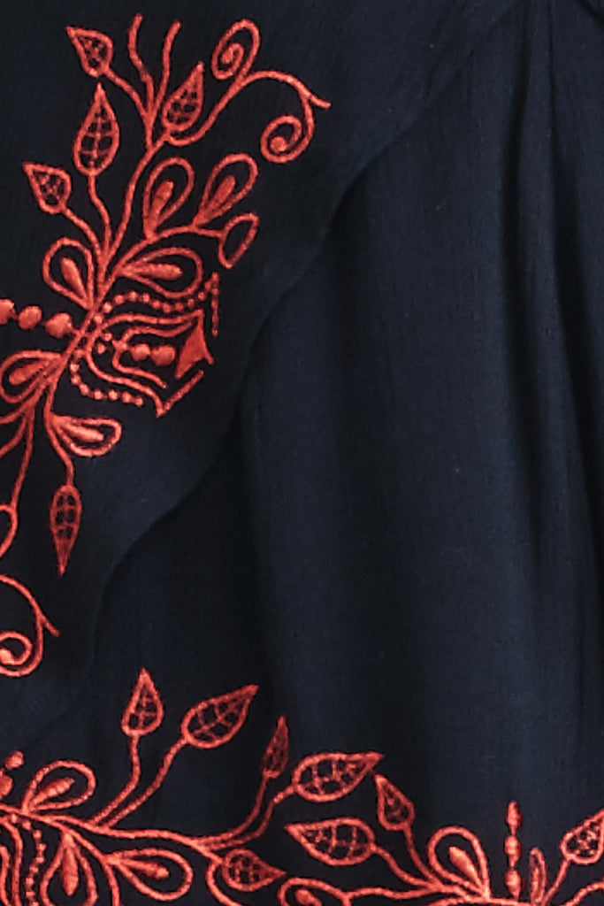 Secret Garden Embroidered Shorts Red/Black - Morrisday | The Label - 6