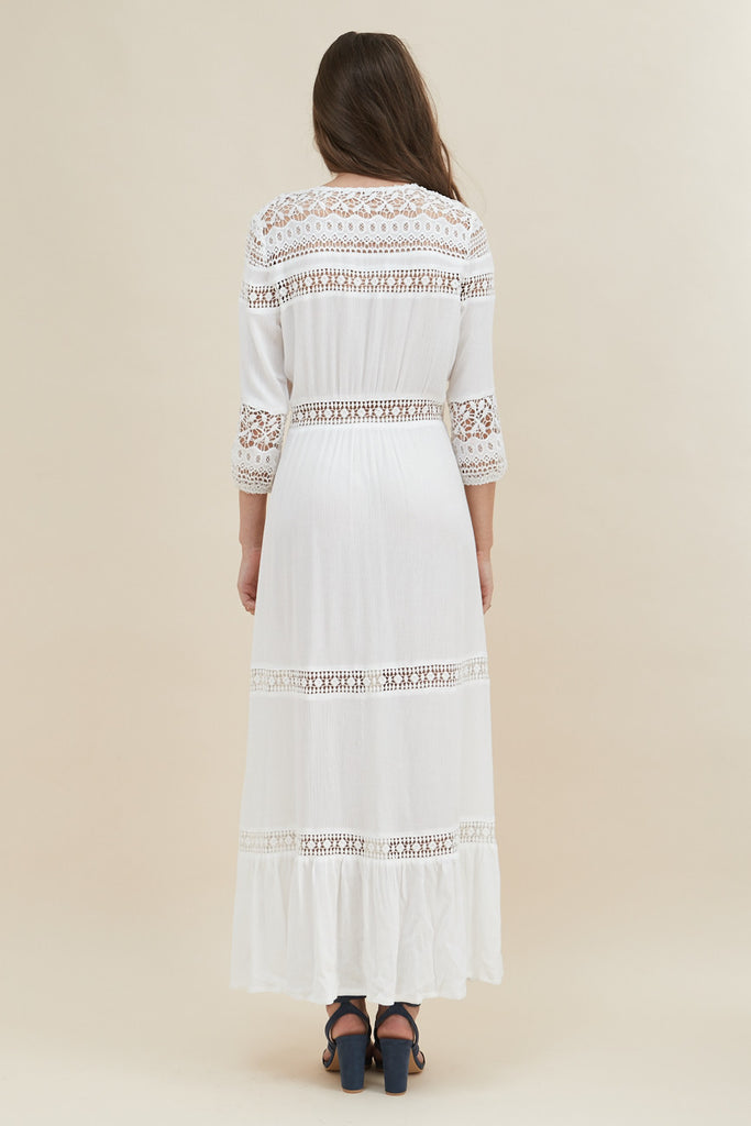 white gypsy maxi dress Maxi Dress - Boho Dress - Sundress - Lace Dress