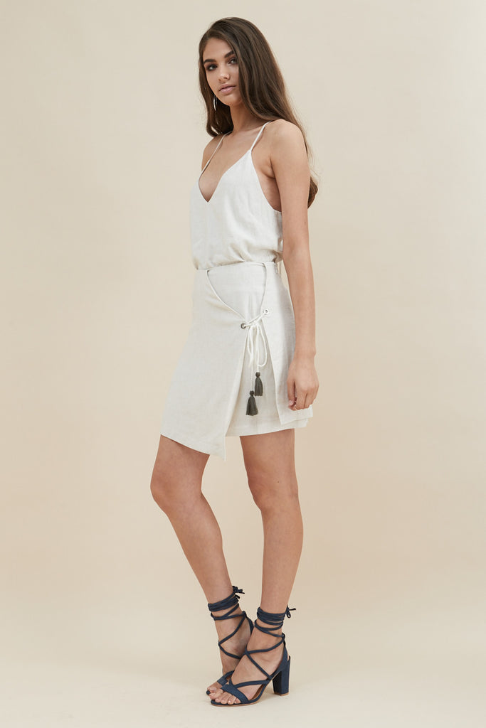 White Dunes Wrap Mini Skirt - Morrisday | The Label - 4