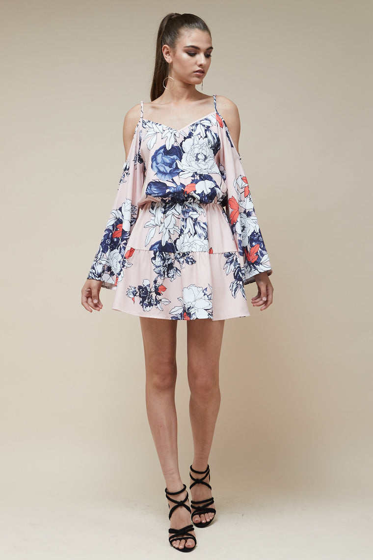 Odyssey Long Sleeve Mini Dress - Peach - Morrisday | The Label - 1