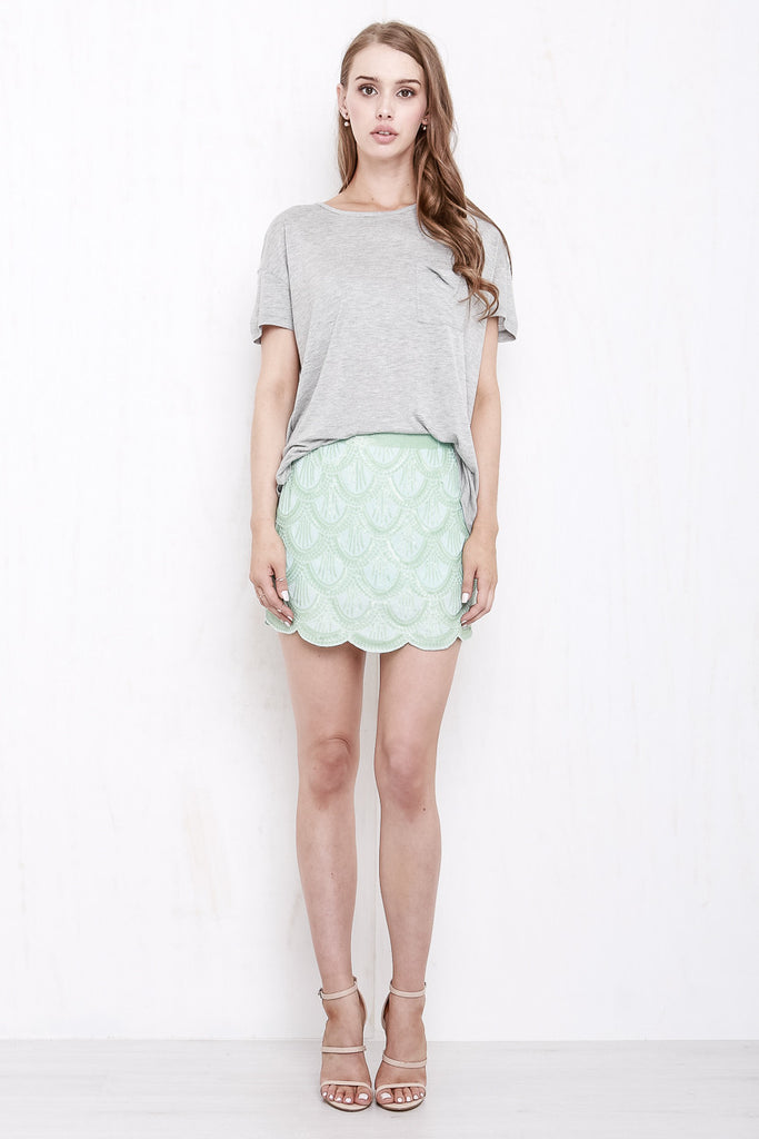 Mermaid Sequin Mini Skirt Mint Green - Morrisday | The Label - 1