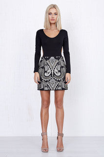 Nina Embroidered Skirt Black