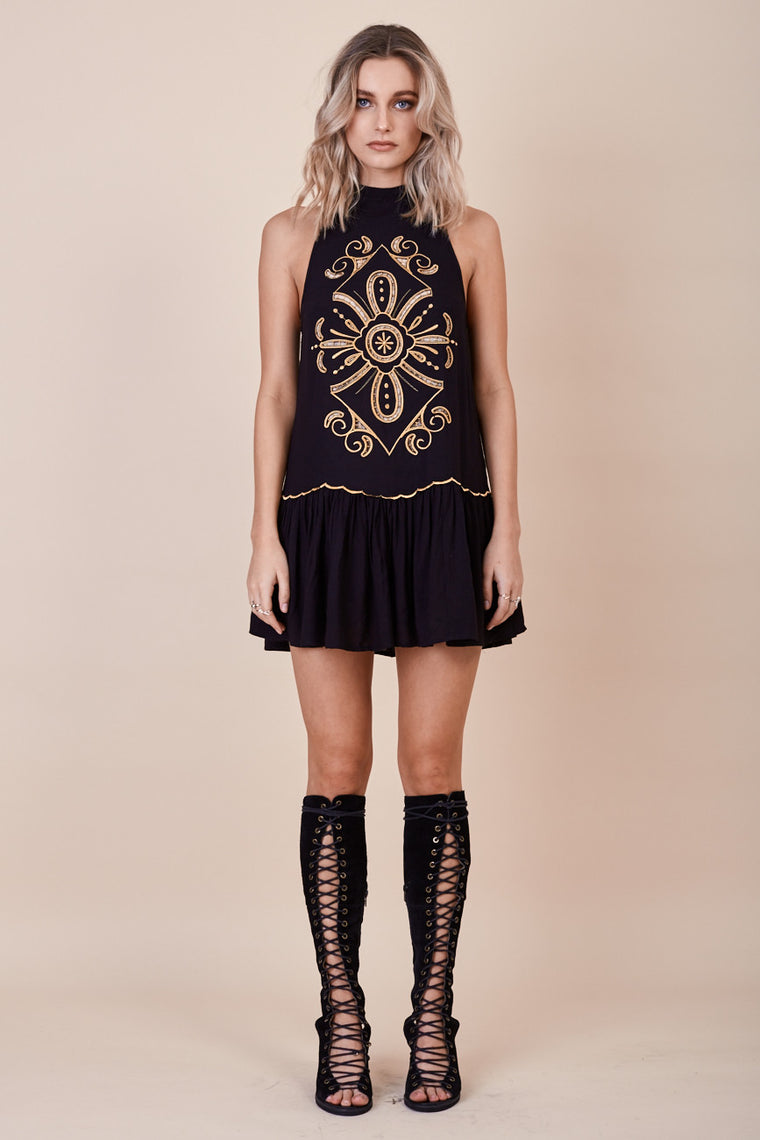 Pandora Embroidered Dress Black - Morrisday | The Label - 1